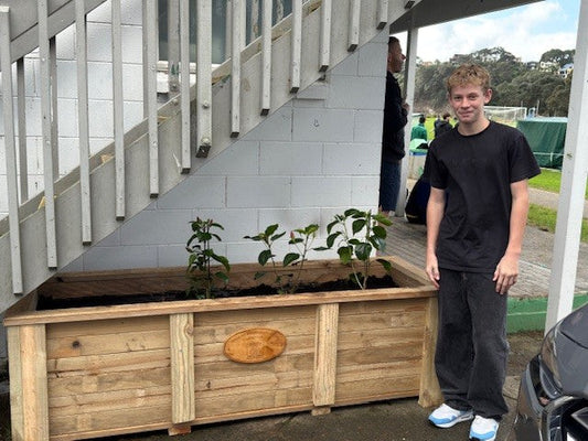 Brody Sutherland from Orewa College - Learning woodworking skills at the Shed