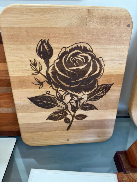 Cutting Board - Flower Engraved